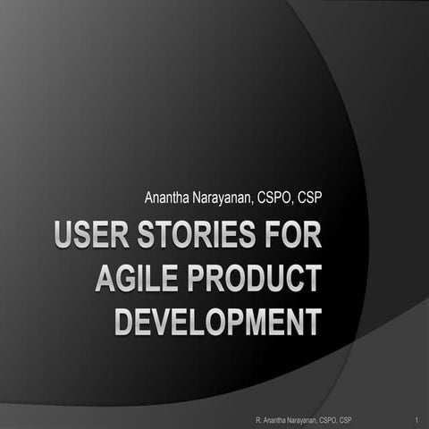 Introduction To User Stories For Agile Product Development