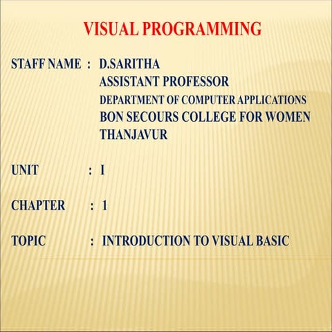Introduction to Visual Basic 6.0 Fundamentals