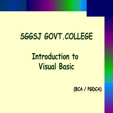 Comprehensive Introduction to Visual Basic Programming and IDE | PPT