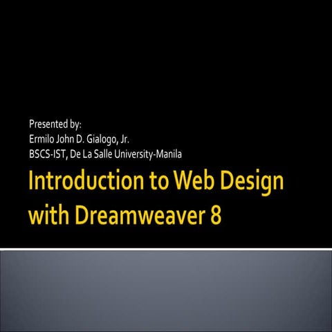 Introduction To Web Design with Dreamweaver Basics | PPT