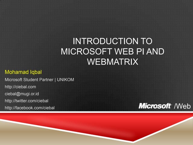 Introduction to web pi and web matrix