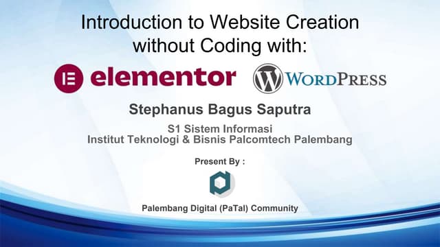 Introduction To Website Creation Without Coding With Elementor Wordpress Ppt Introduction To Website Creation Without Coding With Elementor Wordpress Ppt