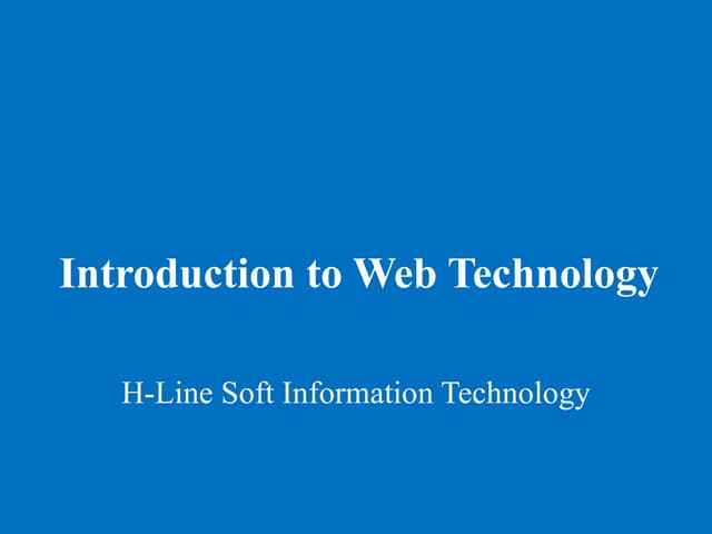 Introduction To Web Technology