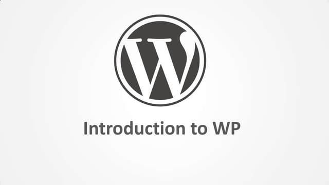 Introduction to WordPress