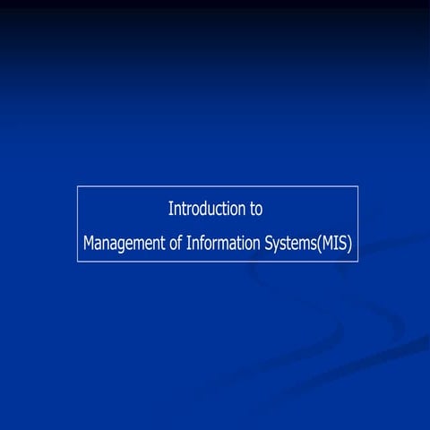 Introductiont to is_and_mis