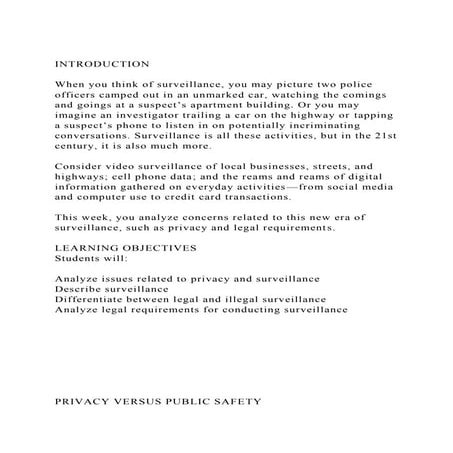 INTRODUCTIONWhen you think of surveillance, you may picture tw.docx