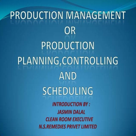 Introduction to Production Planning  by Jasmin Dalal