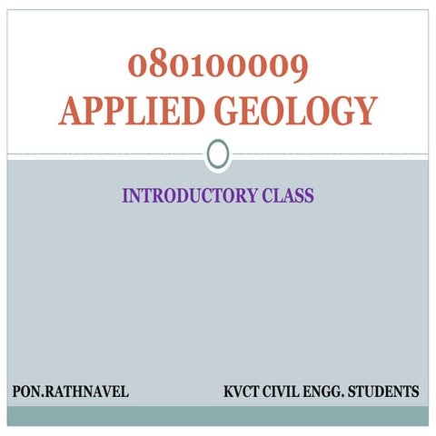 Applied Geology Introductory class
