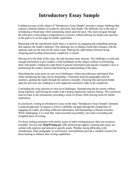 Essay Introduction Paragraph Example.pdf | Homework and Study | Education