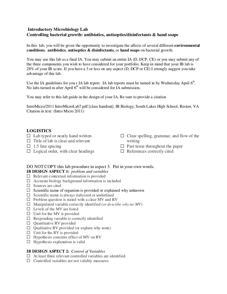 Microbiology lab report references