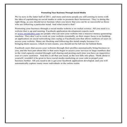 Promoting Your Business Through Social Media