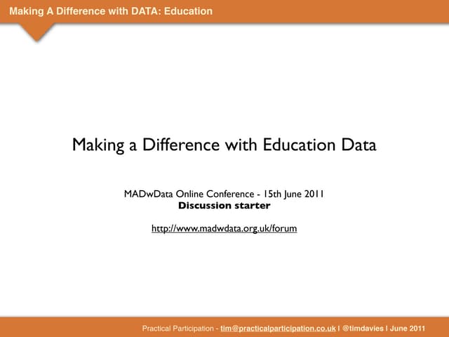 Making a Difference with Data - Online Conference - Education Section - Intro...