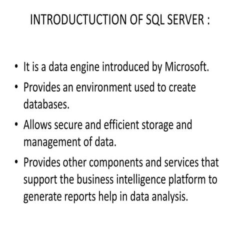Introductuction of sql server  gain america