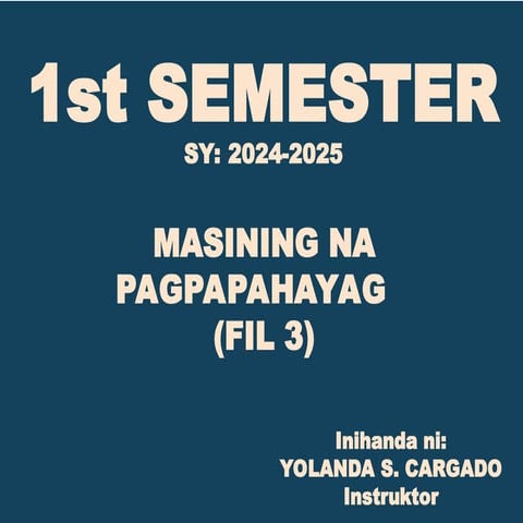 introduksyon FIL 3.ppt Asignaturang Filipino | PPT