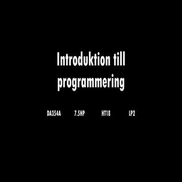 HT18 - DA354A - Course introduction