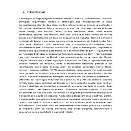 Introdução a história da segurança do trabalho