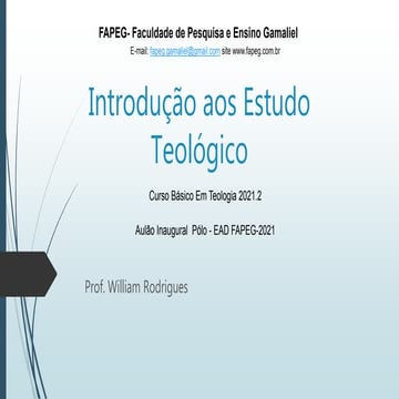 Introdução aos estudo teológico(aulão polo ead)
