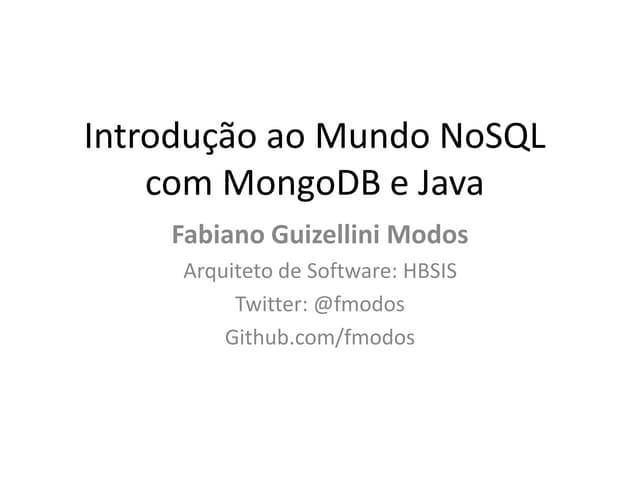 Introdução no sql mongodb java