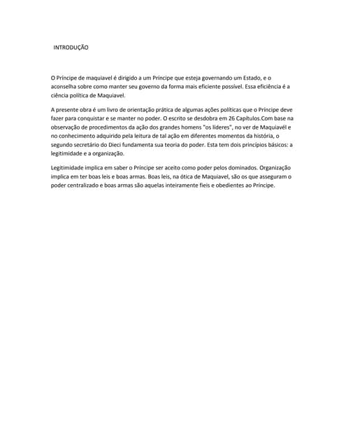 Introdução,O Príncipe, Maquiavel.