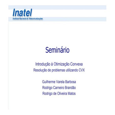 Introdução à otimização convexa.