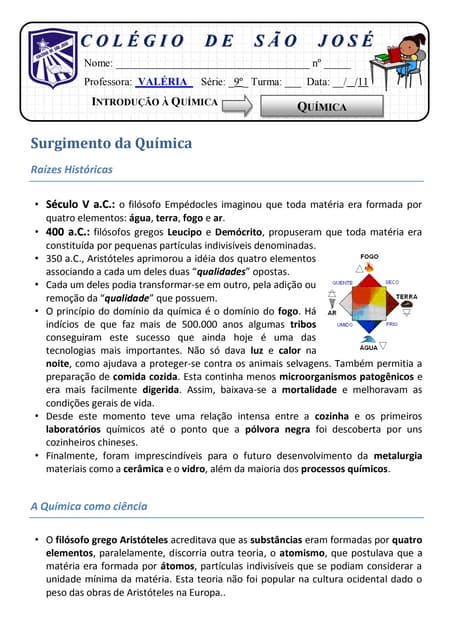 Introdução à química - 9º ano
