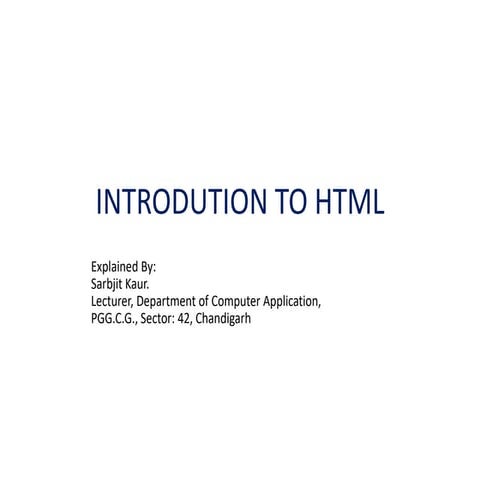 introduction to html for beginners and youth | PPT