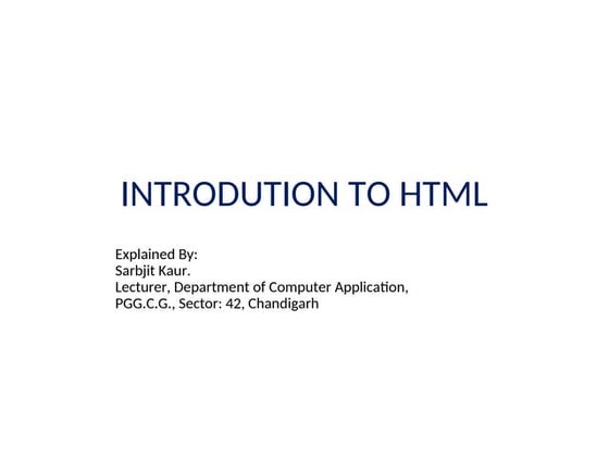 WEB PROGRAMMING.Introduction to HTML Heading Tags Formatting Tags | PPT