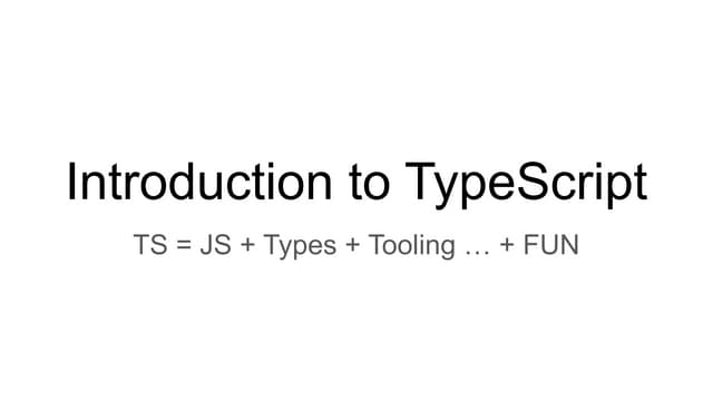 Introduction to typescript | PPT