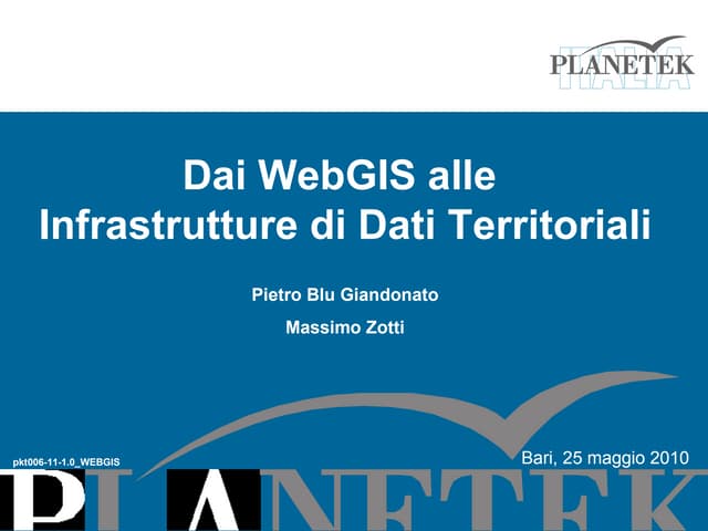 Dai WebGIS alle SDI