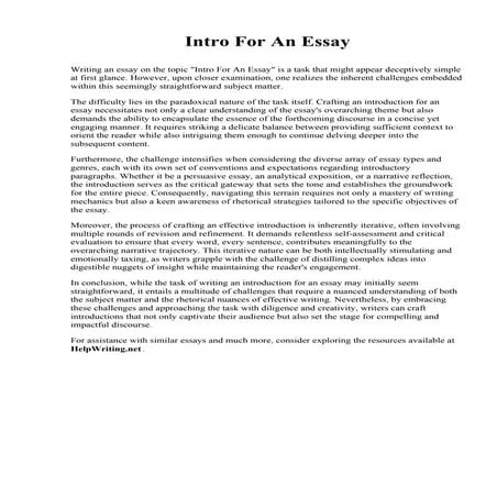 Intro For An Essay. Southern Maine Community College