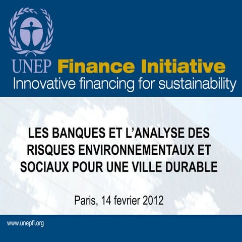 LES BANQUES ET L’ANALYSE DES RISQUES ENVIRONNEMENTAUX ET SOCIAUX POUR UNE VIL...