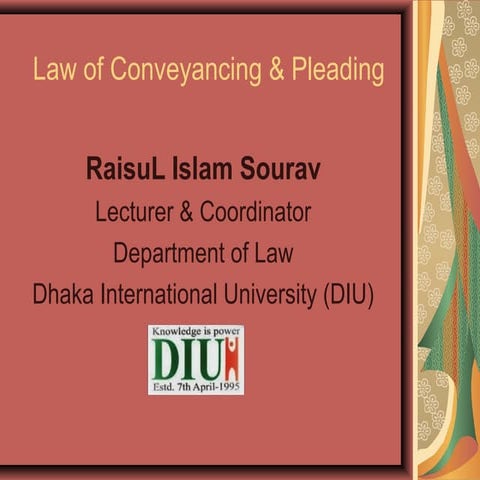 Law of Conveyancing (Criminal)-Intro, GD & FIR by RaisuL Islam Sourav, DIU.