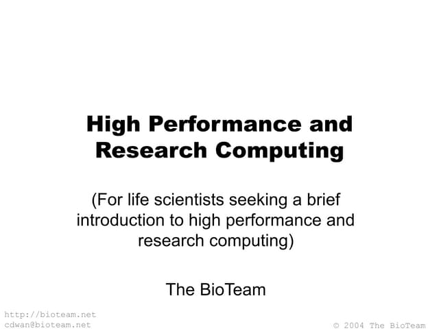 Introduction to HPC
