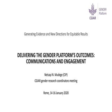 Delivering the gender platform’s outcomes: Communications and engagement