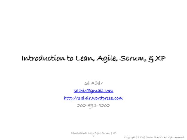 Introduction to Lean, Agile, Scrum, & XP