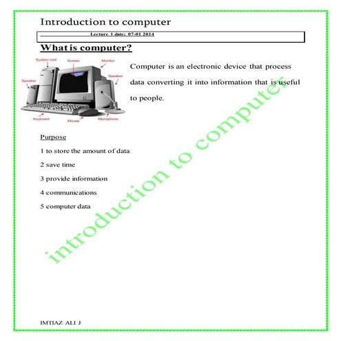 Introduction of computer Book | DOC