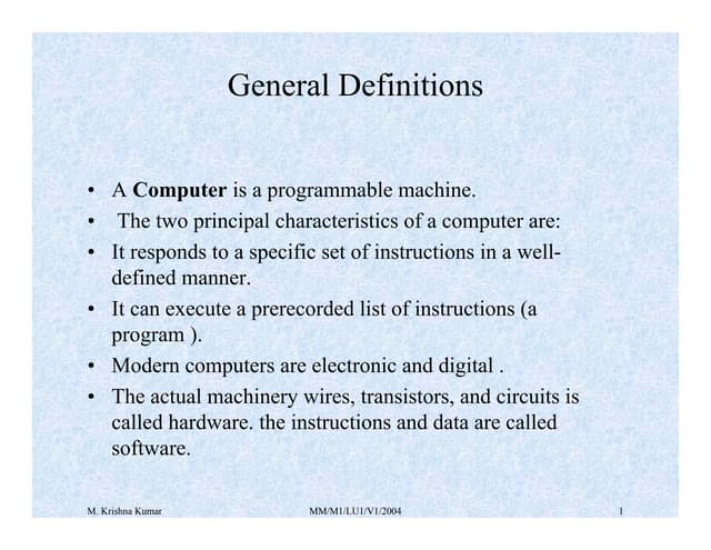 Intro on computers