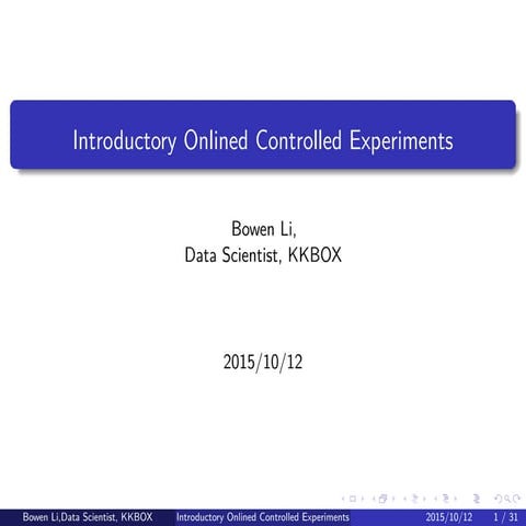 Introductory Online Controlled Experiments | PPT