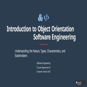 Intro To object oriented software engineering.