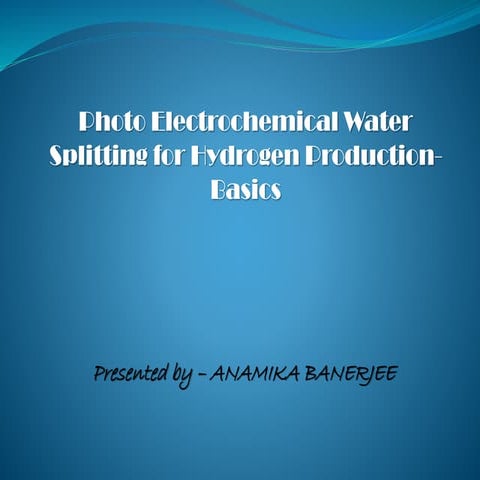 Introduction to Photoelectrochemical (PEC) Water Splitting