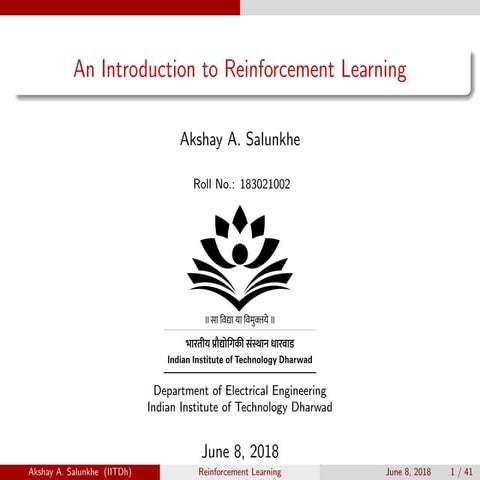 Introduction to  reinforcement learning