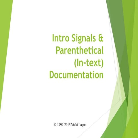 MLA Introductory Signals & Parenthetical Citations