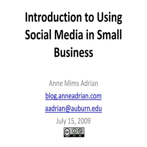 Intro Social Media for Small Business