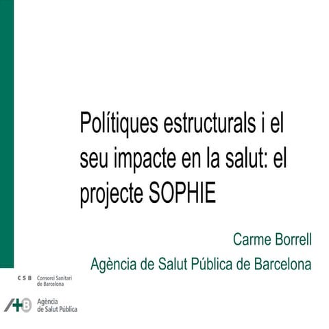 Les desigualtats en salut i el projecte Sophie