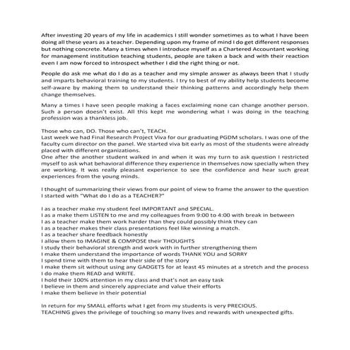 Introspection - Teaching Profession