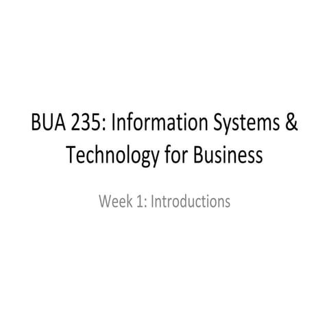 Welcome To BUA 235-Intro