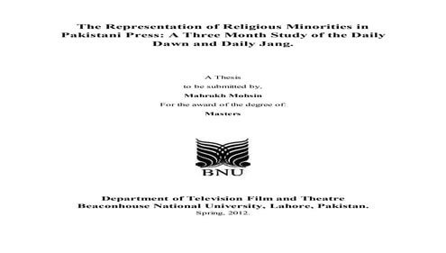 Introuction: The Representation of Religious Minorities in Pakistani Press