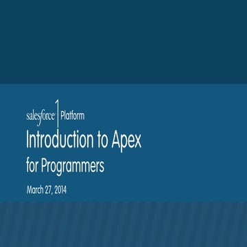 Force.com Friday : Intro to Apex