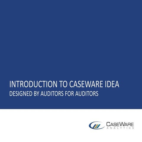 Introduction to CaseWare IDEA - Designed by Auditors for Auditors