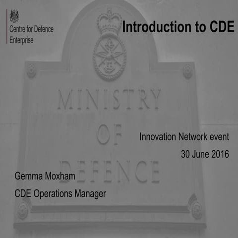 Introduction to CDE 30 June 2016